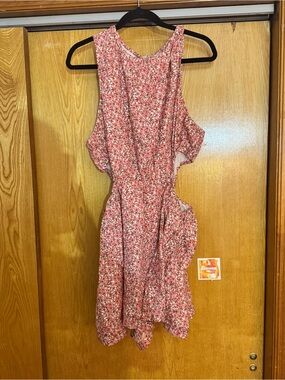 American Eagle Outfitters Pink Floral Cutout Romper